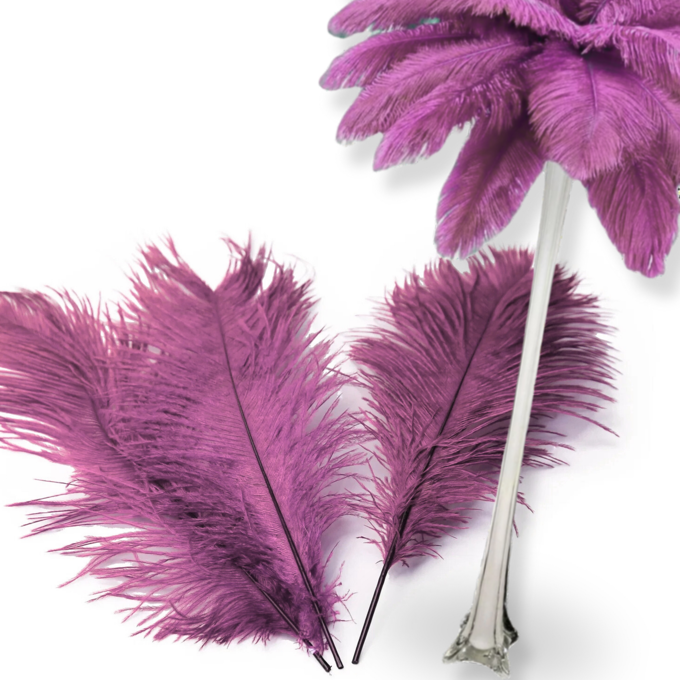 Complete Feather Centerpiece With 20" Vase (Dusty Rose)