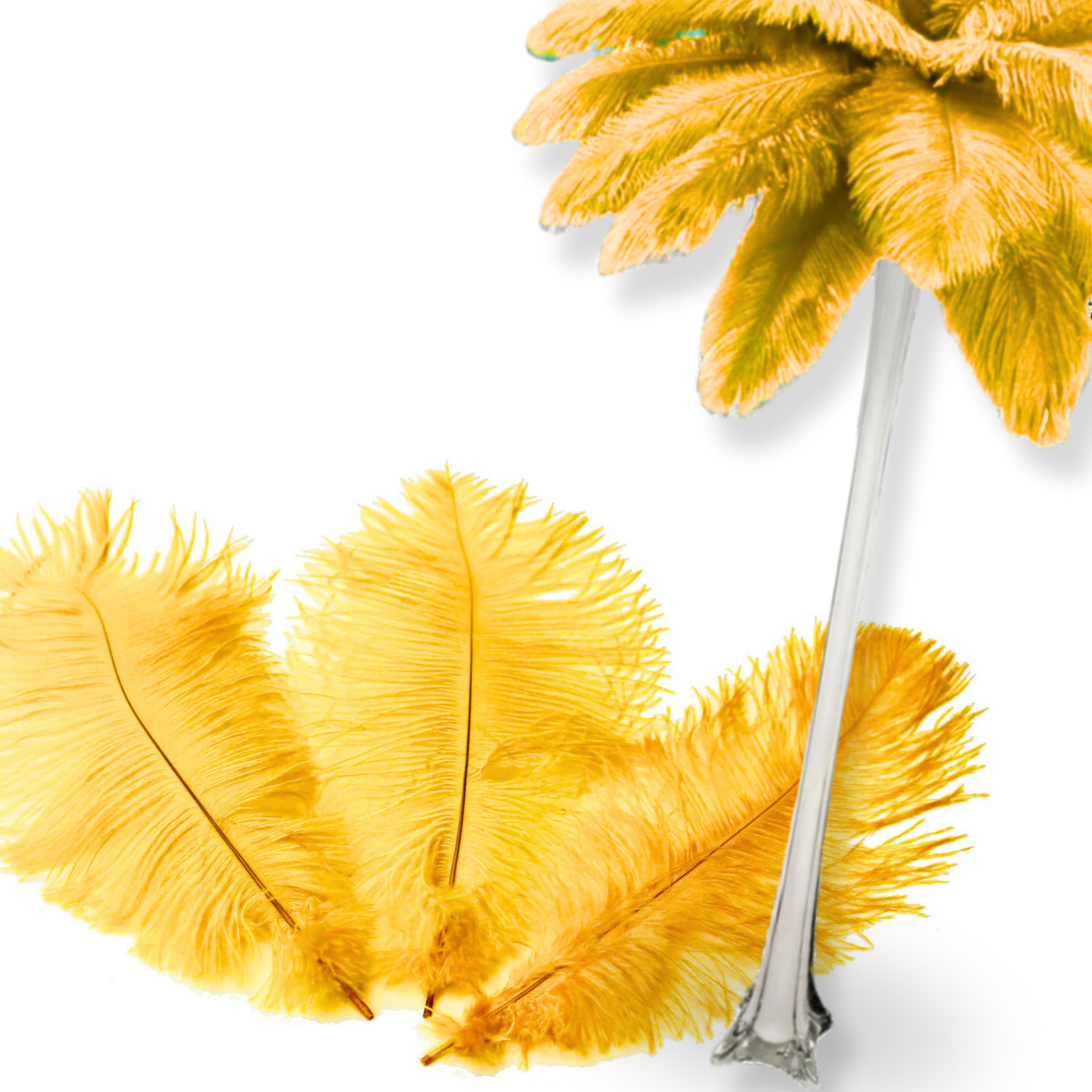 Complete Feather Centerpiece With 20" Vase (Yellow)