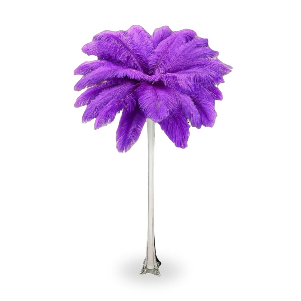 Purple ostrich feather centerpiece