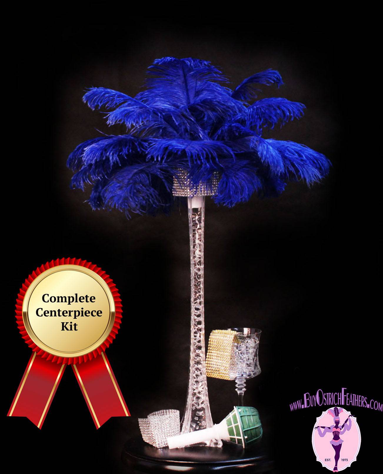 
                  
                    Complete Feather Centerpiece With 20" Vase (Royal Blue) - Buy Ostrich Feathers
                  
                