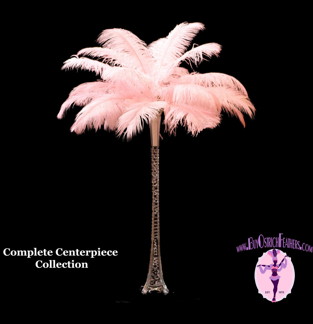 Complete Feather Centerpiece With 24 Vase (Baby Pink) for Sale Online