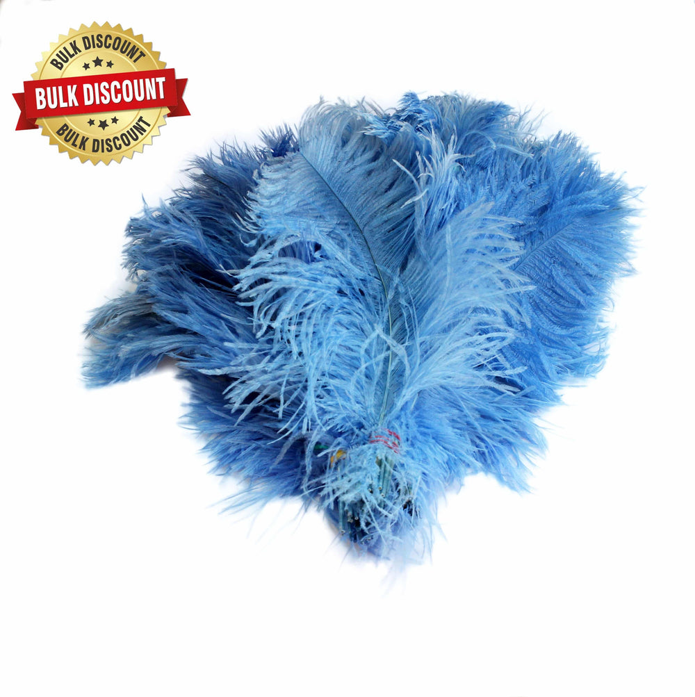 BULK 1/2lb Ostrich Feather Tail Plumes 15-20 (Baby Blue) for Sale