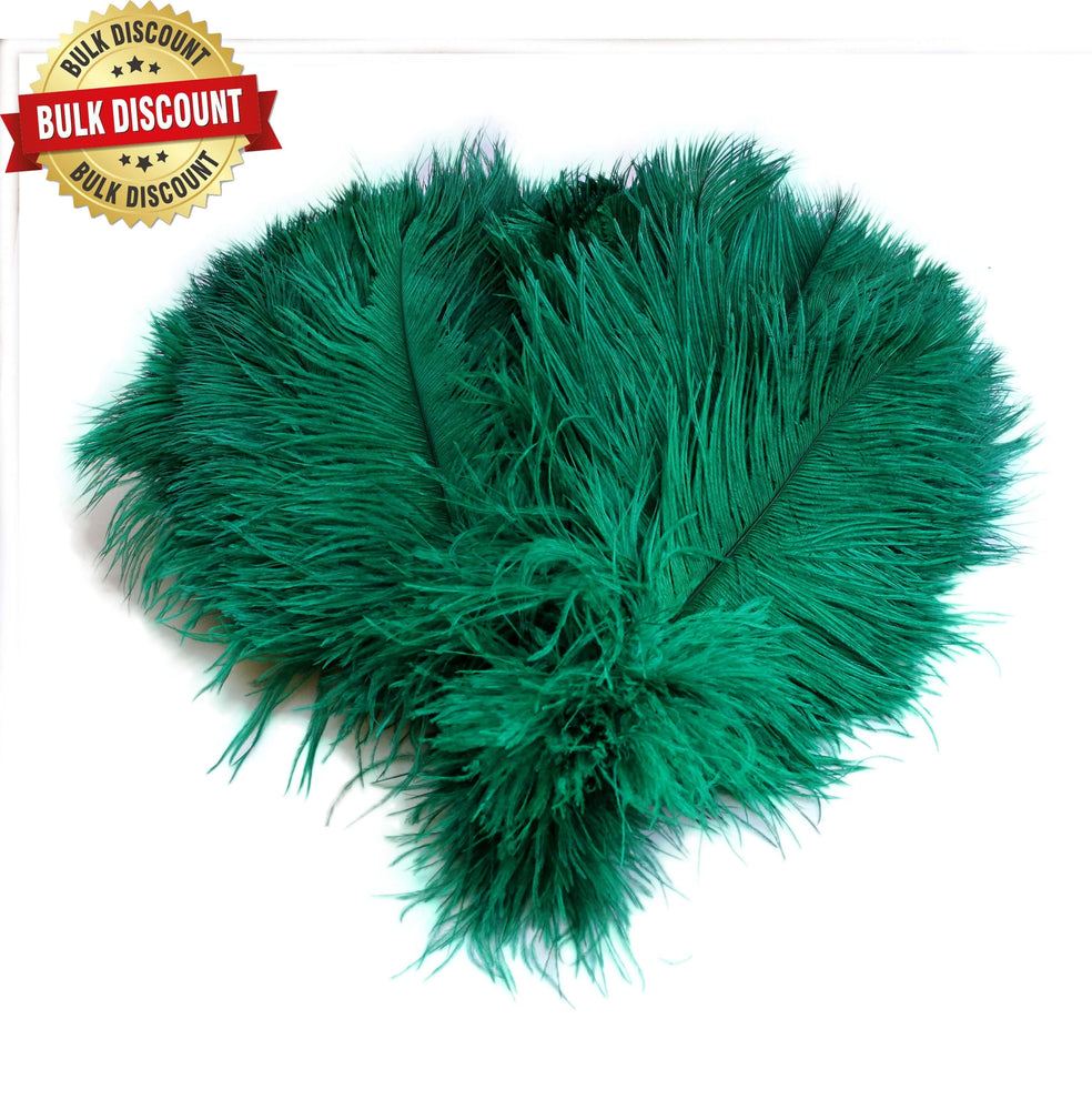 BULK 1/2lb Ostrich Feather Tail Plumes 15-20" (Emerald Green) - Buy Ostrich Feathers