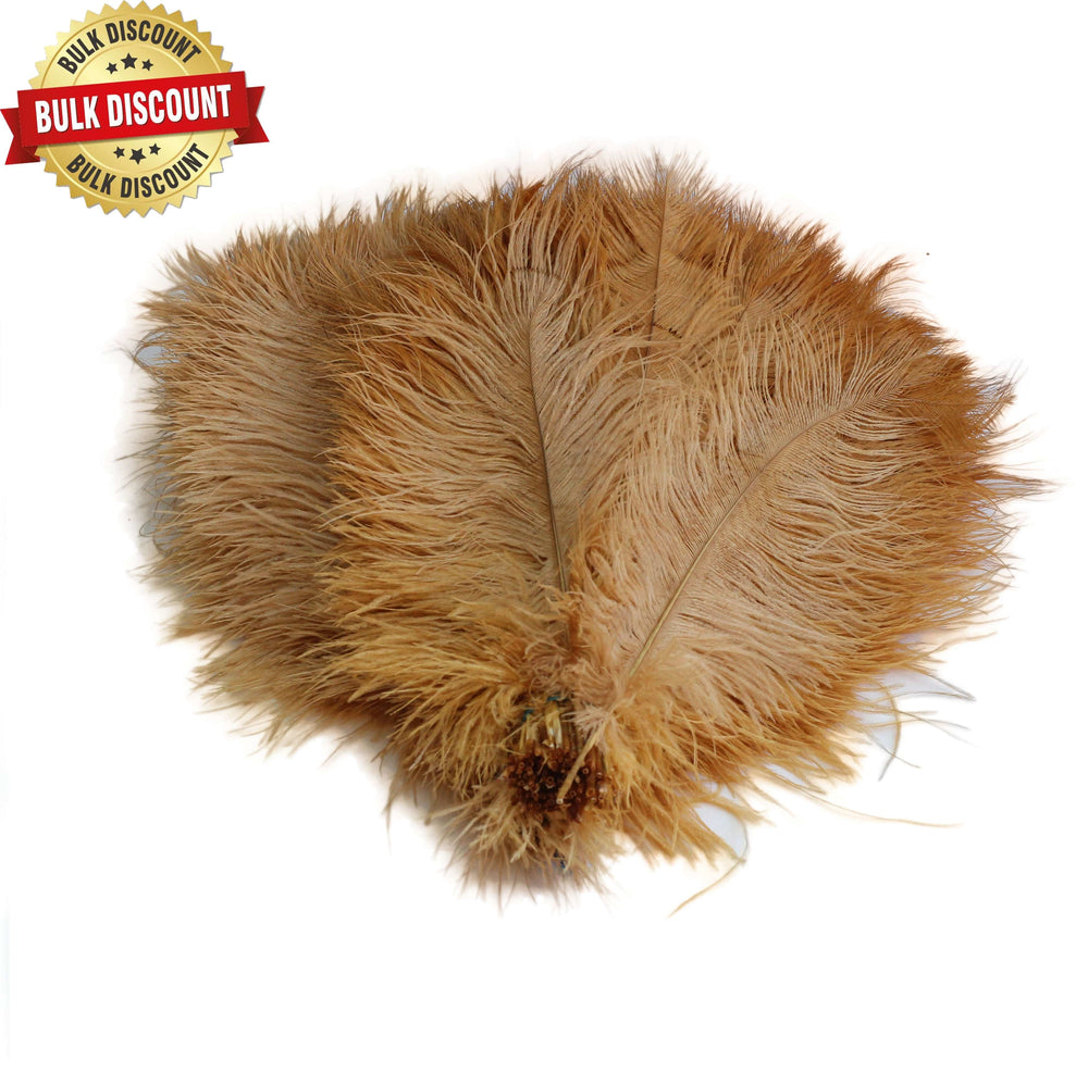 BULK 1/2lb Ostrich Feather Tail Plumes 15-20" (Gold) - Buy Ostrich Feathers