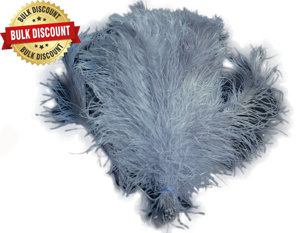 BULK 1/2lb Ostrich Feather Tail Plumes 15-20" (Silver/Grey) - Buy Ostrich Feathers