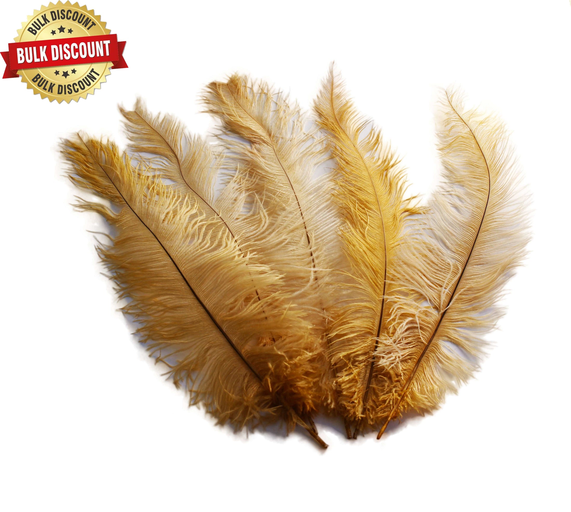 BULK 1/4lb Ostrich Feather Spad Plumes 12-16" (Gold) - Buy Ostrich Feathers