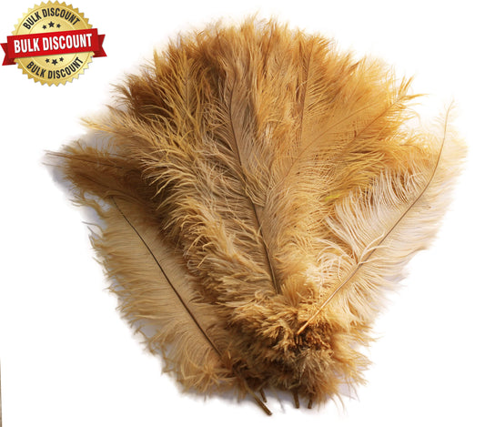 BULK 1/4lb Ostrich Feather Spad Plumes 12-16" (Gold) - Buy Ostrich Feathers