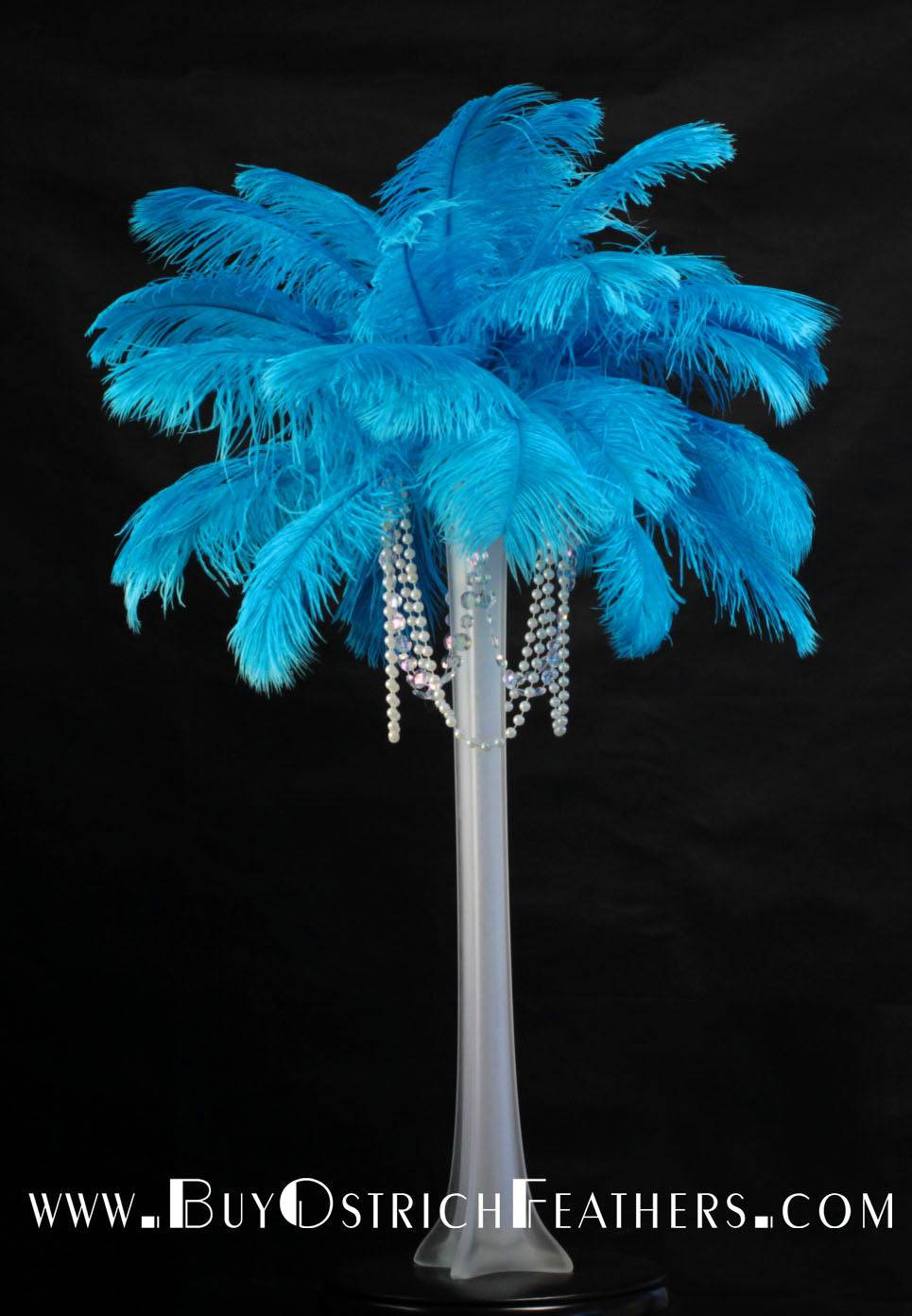 Ostrich Feather Tail Plumes 13-16" (Caribbean Blue) - Buy Ostrich Feathers