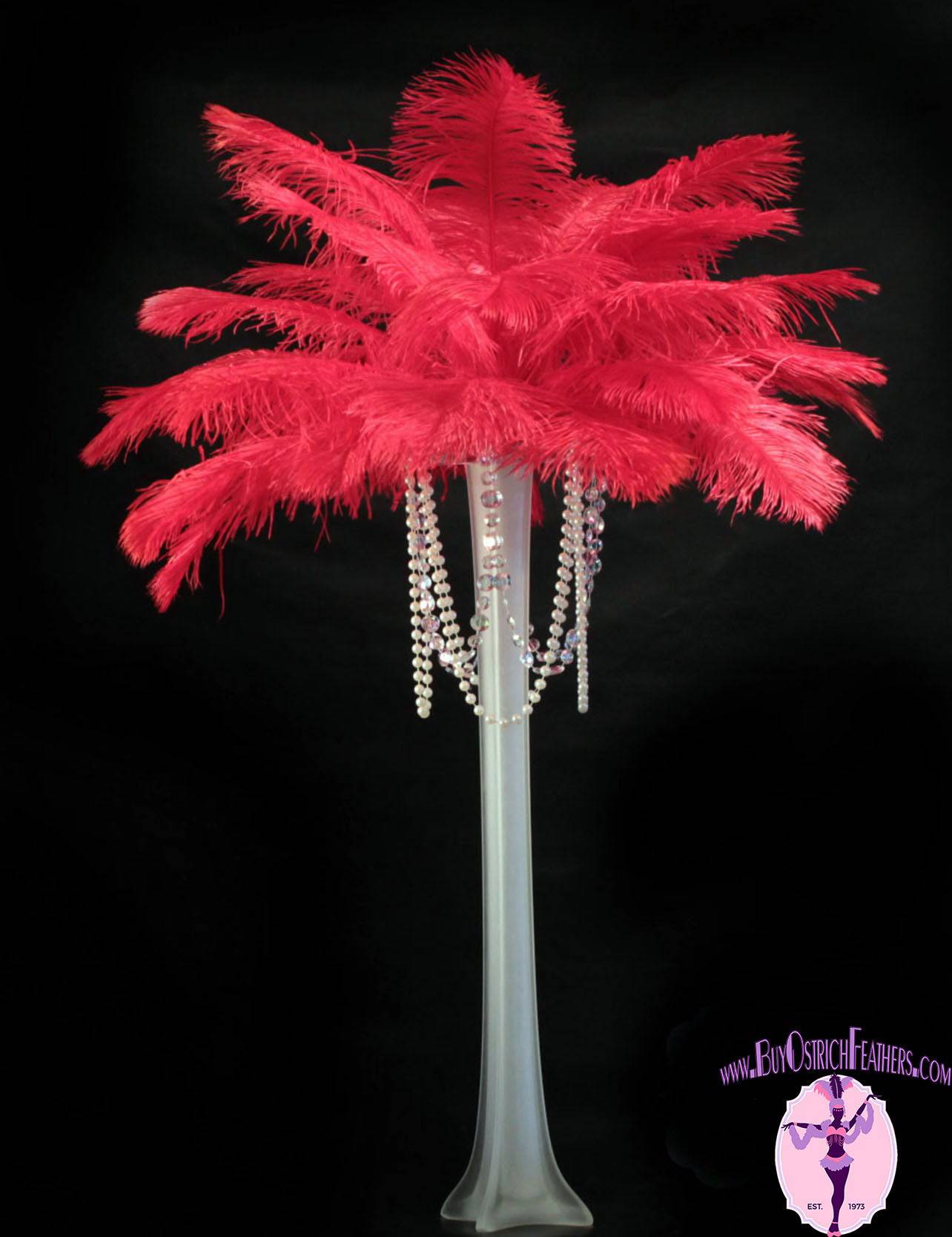 Red on sale feather centerpieces