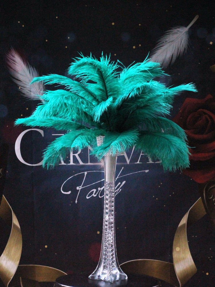 Complete Feather Centerpiece With 24" Vase (Emerald Green) - Buy Ostrich Feathers