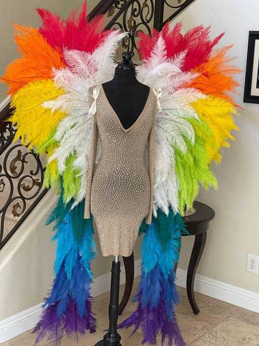 Rainbow Adult Feather Angel Wings SPADS - Buy Ostrich Feathers